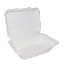 Bagasse 7" x 5" Clamshell Takeaway Box 1 x 125 