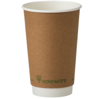 16oz Kraft Double Wall Compostable Cups 1 x 100