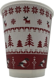8oz KC Winter Double Wall Compostable Cups 1 x 100