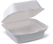 Bagasse 6" x 6" Clamshell Takeaway Burger Box - 1 by 500