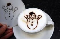 Coffee Art - Happy Snowman Stencil