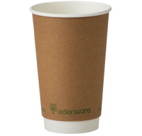 1 x 100 16oz Kraft Double Wall Compostable Cups