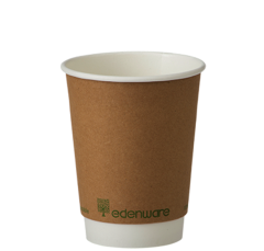 8oz Kraft Double Wall Compostable Cups 1 x 500