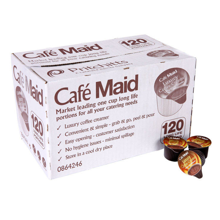 COFFEE CREAMER CAFE MAID LUXURY 120 LONG LIFE PORTIONS JIGGERS FULL BOX CATERING 